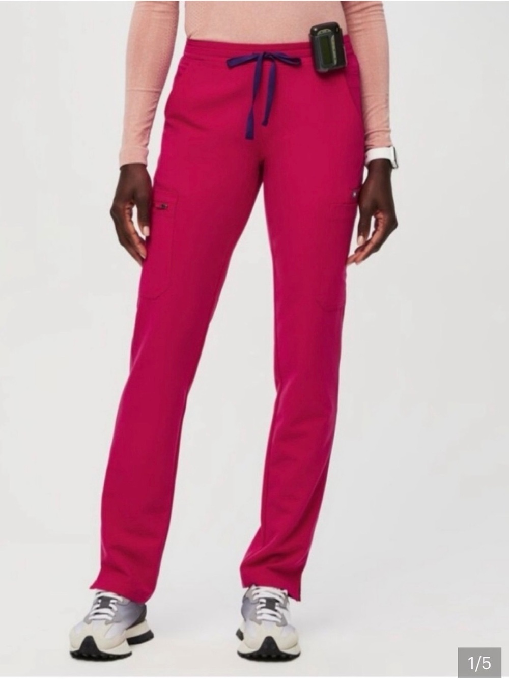 FIGS Yola High-Rise Slim Scrub Pant in ultra rose